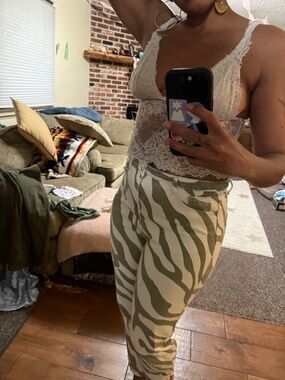 Mint Zebra Stripe Pants